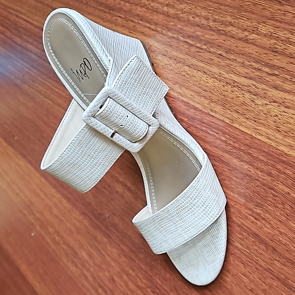 Impo Vangie Wedge Slip-on Mule Adjustable Buckle Shimmer Animal Print Snake 3"